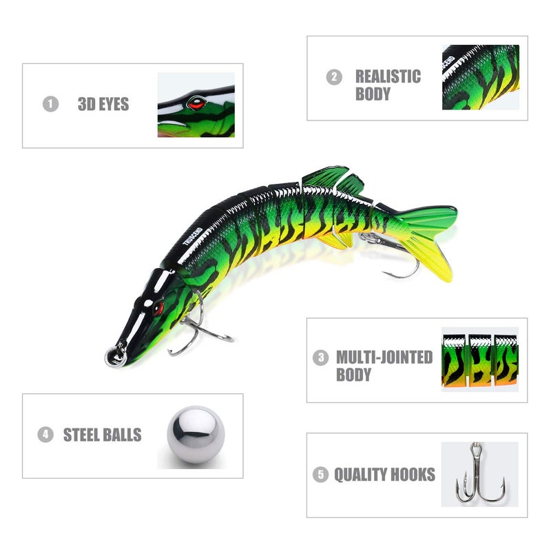 TRUSCEND Easy Catch SwimMax with BKK Hooks, Magic Noisy Wiggling and Vibrating Actions for More Bites, Lifelike Fishing Lures for Bass Trout Walleye Crappie, Strongest Dyneema Fiber Jointed Swimbaits - Image 3